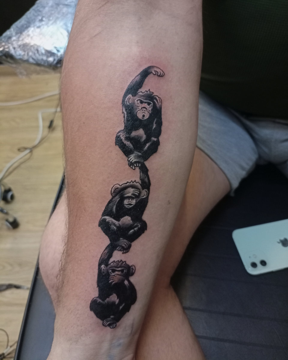 Anahata Ink Tattoo Kuta Bali - Medium Three Wise Monkey Tattoo