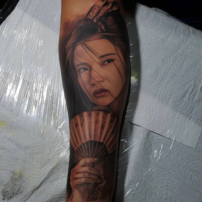 Anahata Ink Tattoo Kuta Bali - Quarter Sleeve Beautiful Realism Geisha Tattoo