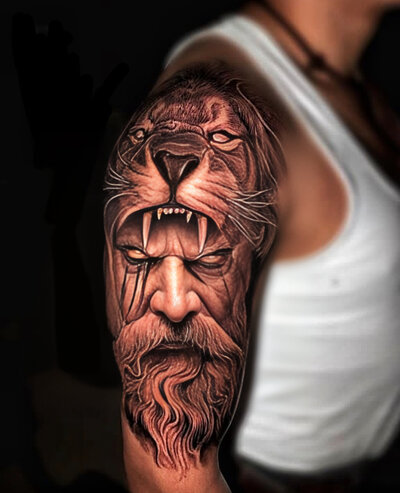Anahata Ink Tattoo Kuta Bali - Quarter Arm Sleeve Zeus Tattoo