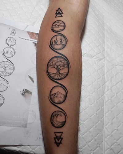 Anahata Ink Tattoo Kuta Bali - Leg Calf Symbols Tattoo
