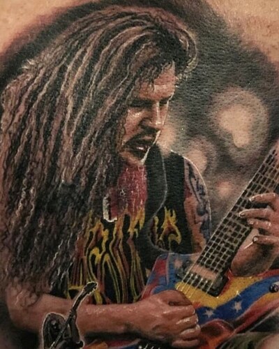 Anahata Ink Tattoo Kuta - Rockstar Guitarist Theme Color Tattoo Done by Oedie